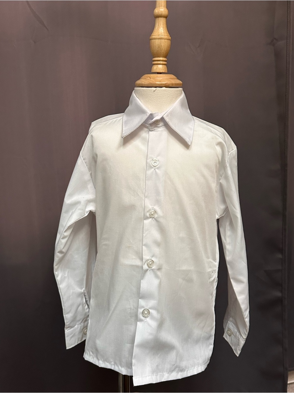 Boys White Long-Sleeve Button-Down Shirt
